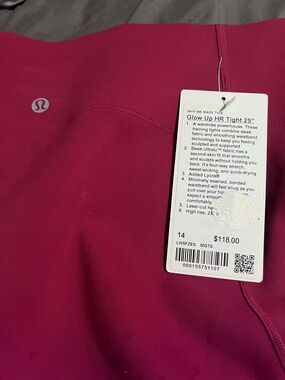 lululemon athletica NWT Glow Up High-Rise Tights in Deep Berry size 14